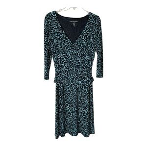 JONES WEAR Jersey Knit 3/4 Sleeve Ruched Waist Stretch Dress SZ 8